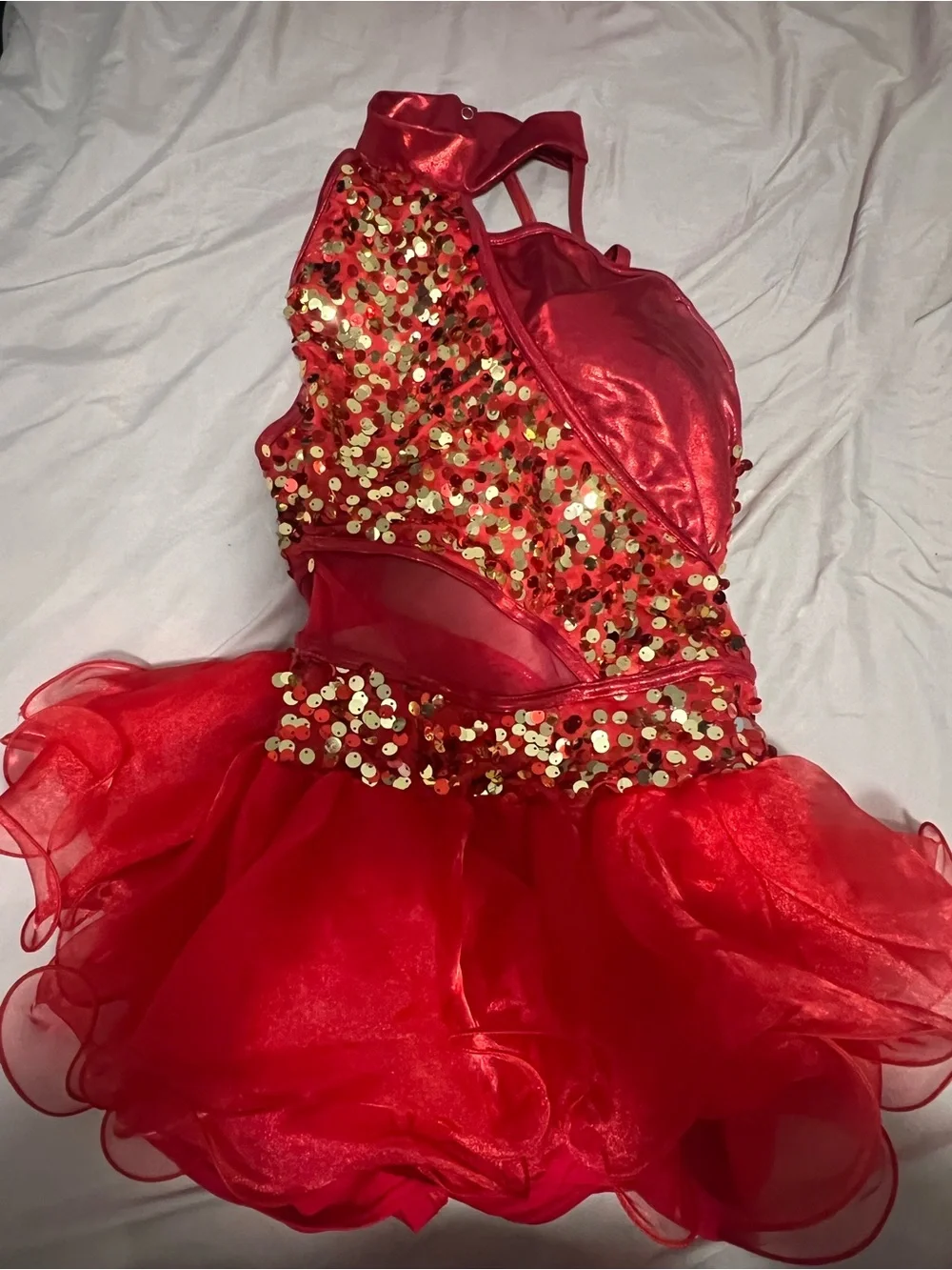 Red Sequin Dance Twirl Costume Dress Junior Large